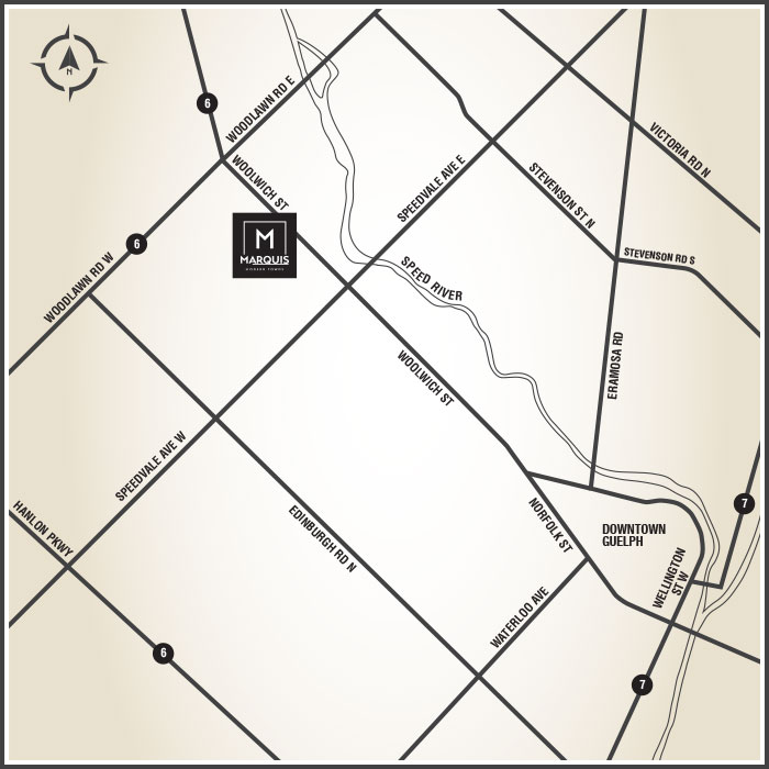 Marquis Location Map | 708 Woolwich Street, Guelph, Ontario